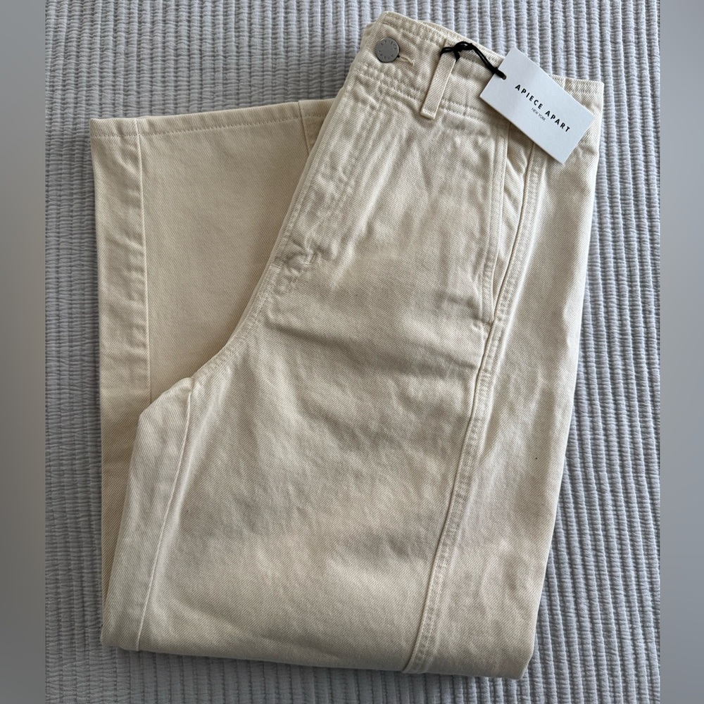 NWT Apiece Apart Cropped Meridian Jean - Ecru - Size 29 - Picture 6 of 9
